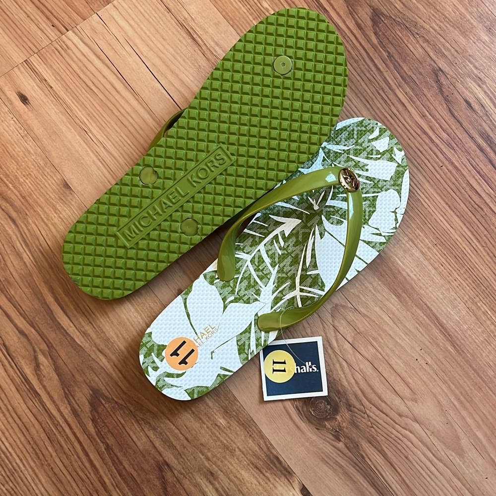 Michael Kors Green Flip Flops